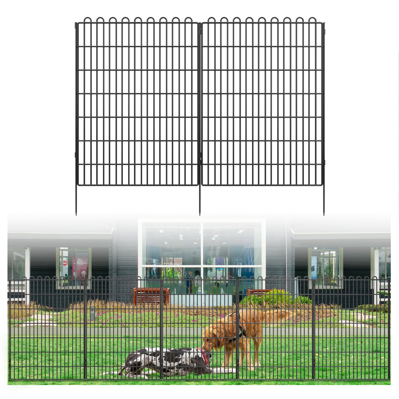 Decorative Garden Fence 10 Panels 23.6 ft(L) X 40 in(H) Animal Barrier for Yard, Patio, Garden Borders, No-Dig Outdoor Fencing with Rustproof Metal Panels, Temporary Ground Stakes for Dogs, Rabbit Dog Playpen 10 Panels-23.6 ft(L) X 40 in(H)
