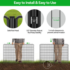 Decorative Garden Fence 10 Panels 23.6 ft(L) X 40 in(H) Animal Barrier for Yard, Patio, Garden Borders, No-Dig Outdoor Fencing with Rustproof Metal Panels, Temporary Ground Stakes for Dogs, Rabbit Dog Playpen 10 Panels-23.6 ft(L) X 40 in(H),10 Panels-23.6 ft(L) X 32 in(H),5 Panels-11.8 ft(L) X 32 in(H),15 Panels-35.4 ft(L) X 32 in(H),20 Panels-47.2 ft(L) X 32 in(H),20 Panels-47.2 ft(L) X 40 in(H)