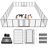 Kfvigoho Dog Playpen Outdoor Extra Wide 32 Piece Panels Heavy Duty Dog Fence 47" Height Anti-Rust with Doors Portable for RV Camping Yard, Total 84FT, 561 Sq.ft, Snowy Black Dog Playpen