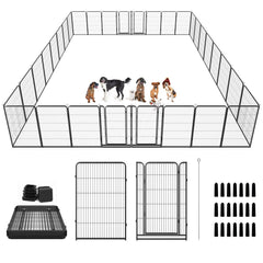 Kfvigoho Dog Playpen Outdoor Extra Wide 32 Piece Panels Heavy Duty Dog Fence 47" Height Anti-Rust with Doors Portable for RV Camping Yard, Total 84FT, 561 Sq.ft, Snowy Black Dog Playpen