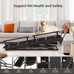 PANTAZO Pet Ramp Folding Portable Wooden Dog & Cat Ramps for Couch or Bed PA903 Pet Ramp