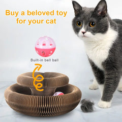 Magic Cat Scratch Organ Board Cat Toy with Ball Cat Grinding Claw Cat Climbing Frame Kitten Round Corrugated Cat Scratching Toy Camel