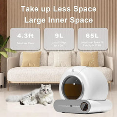 Self-Cleaning Cat Litter Box Automatic 65 Large Cat Toilet Litter Tray Ionic Deodorizer 3 roll bags,cat litter box