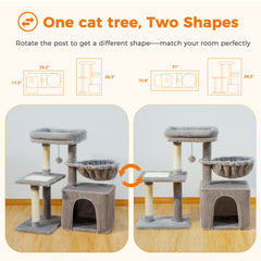 Cat tree Cat Tower for Indoor Cats 2 Styles Cat Activity Tree with Cat Scratching Posts Big Hammock and Removable Top Perch Grey AMT0208GY / CZECH REPUBLIC,AMT0208GY / france,AMT0208GY / United States,AMT0208BG / United States,AMT0208BG / CZECH REPUBLIC,AMT0208BG / france