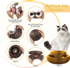 Magic Cat Scratch Organ Board Cat Toy with Ball Cat Grinding Claw Cat Climbing Frame Kitten Round Corrugated Cat Scratching Toy Camel