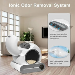 Self-Cleaning Cat Litter Box Automatic 65 Large Cat Toilet Litter Tray Ionic Deodorizer 3 roll bags,cat litter box