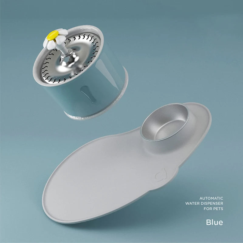 2.4L Pet Cat Drinking Water Fountain Stainless Dark Blue,Grey mat bowl,Dark Blue,Pink,Light Blue,Green,Stainless Pink,Stainless Light Blue,Without Lighting,12 Pcs Filters,Stainless Green,6 Pcs Filters