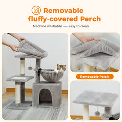 Cat tree Cat Tower for Indoor Cats 2 Styles Cat Activity Tree with Cat Scratching Posts Big Hammock and Removable Top Perch Grey AMT0208GY / CZECH REPUBLIC,AMT0208GY / france,AMT0208GY / United States,AMT0208BG / United States,AMT0208BG / CZECH REPUBLIC,AMT0208BG / france