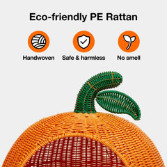 Rattan Cat and Dog Bed, Sustainable Cats Condo Cave Small Dog House, Comfy Kitten Bed Cute Pet Bed with Washable Nest Cushion 1 Bed