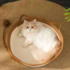Cat Bed Pet Nest Pure Manual Rattan Woven Cattailgrass Cat Scratch Board Removable Washable Winter Warm Pad All-Season Suitable cushion / L 48cm,Suitable cushion / M 42cm,Grey / M 42cm,Grey / S 35cm,Brown / L 48cm,Brown / M 42cm,Brown / S 35cm,Grey / L 48cm,Suitable cushion / S 35cm,Green / L 48cm,Green / M 42cm,Green / S 35cm