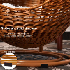 Hand-Woven Imitation Rattan Cat Bed, Comfy Cat Nest Basket, Hanging Basket Swinging Pet House, Cat Sleep Hammock with Plush Mat Brown 2 mat