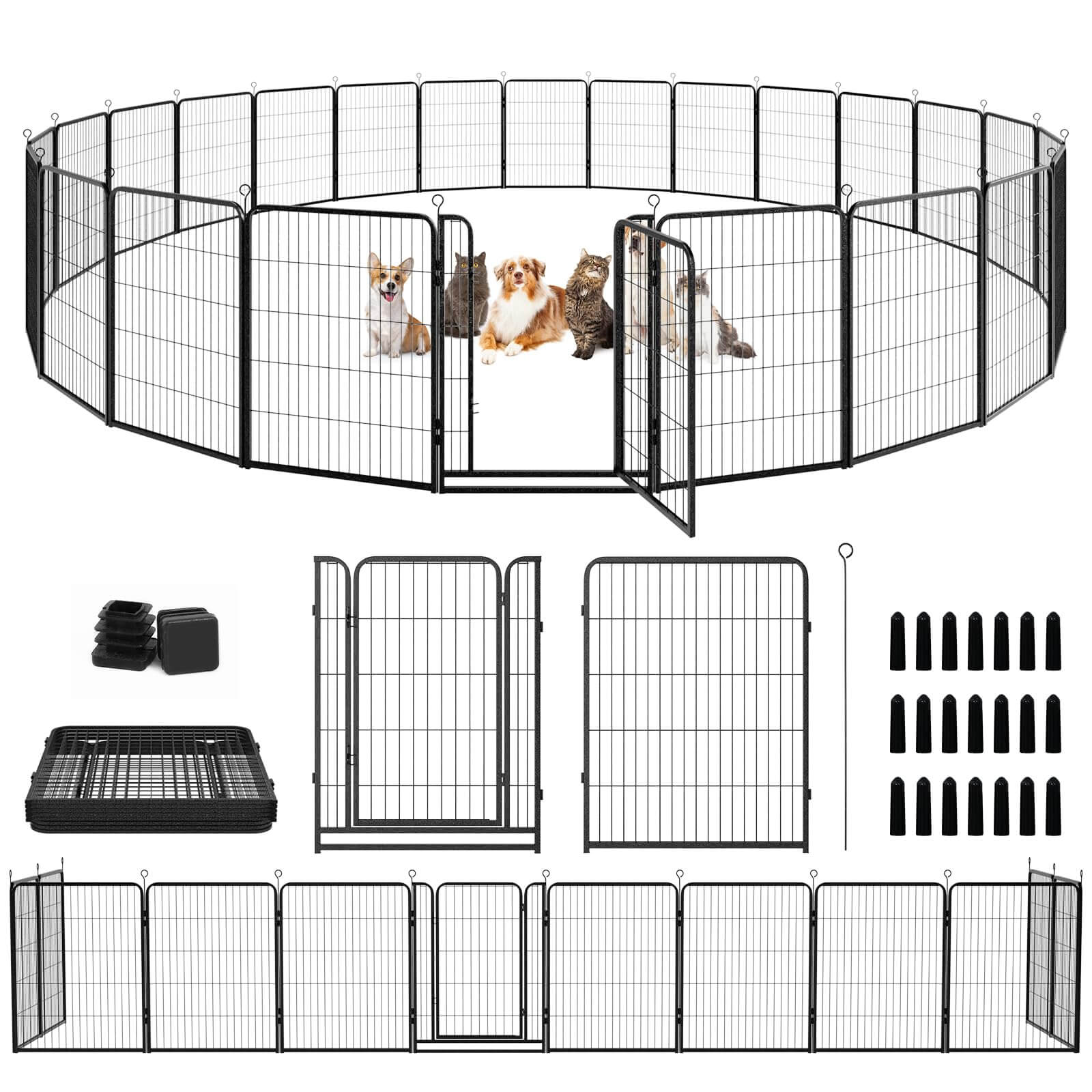 Dog Playpen Outdoor Extra Wide 24 Panels Heavy Duty Dog Fence PS7309*2 Dog Playpen