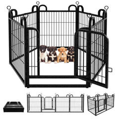 Puppy Playpen Small Dog Fence Indoor Outdoor 24in High -6 Panels and 8 Panels PS770 PS773 6 panels,8panels
