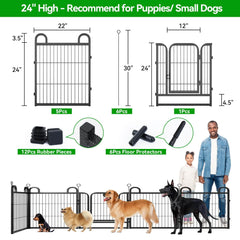 Puppy Playpen Small Dog Fence Indoor Outdoor 24in High -6 Panels and 8 Panels PS770 PS773 6 panels,8panels