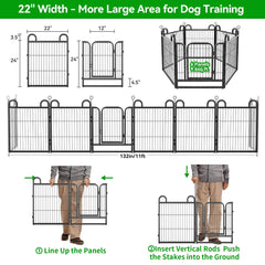 Puppy Playpen Small Dog Fence Indoor Outdoor 24in High -6 Panels and 8 Panels PS770 PS773 6 panels,8panels