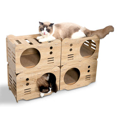 Wooden Cat House Stackable Collapsible Condos PF019 Cat Condos/Beds