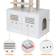2-in-1 Cat Tree with Litter Box Enclosure PF010
