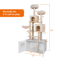 2-in-1 Cat Tree with Litter Box Enclosure PF010