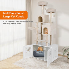 2-in-1 Cat Tree with Litter Box Enclosure PF010