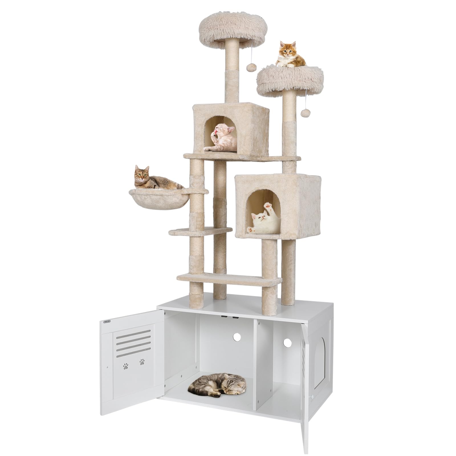 2-in-1 Cat Tree with Litter Box Enclosure PF010