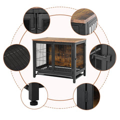 Wooden Dog Crate with Tray Heavy Duty Dog Kennel with Double Doors PA002