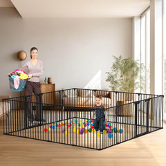 8 Panels Baby Gate Heavy Duty Playpen PA739 8 panels-black,8 panels-white