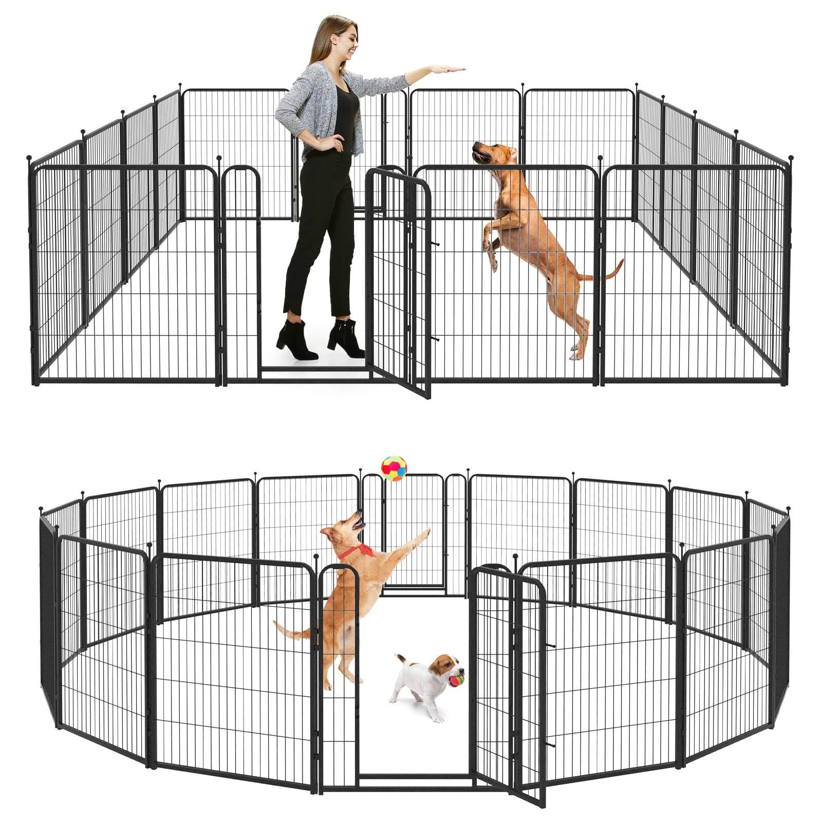 16 Panels Heavy Duty Dog Pen 32"W x 24"H,32"W x 32"H,32"W x 40"H,32"W x 47"H