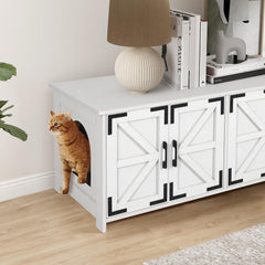 Double CatS Room Wooden Cat Litter Cabinet PF011