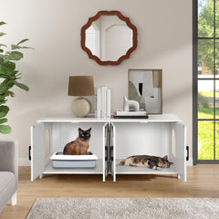 Double CatS Room Wooden Cat Litter Cabinet PF011
