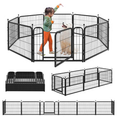 8 Panels Heavy Duty Dog Pen 24"-47" 32"W x 24"H,32"W x 32"H,32"W x 40"H,32"W x 47"H