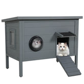 Outdoor Wooden Cat House-PF715 Cat Condos/Beds