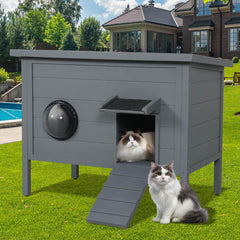 Outdoor Wooden Cat House-PF715 Cat Condos/Beds