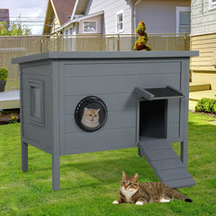 Outdoor Wooden Cat House-PF715 Cat Condos/Beds