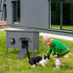 Outdoor Wooden Cat House-PF715 Cat Condos/Beds