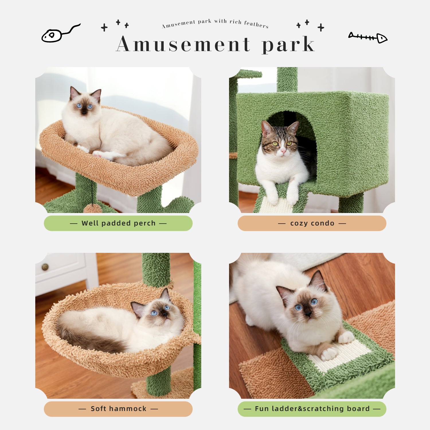 Cat Tree 41 Inches Cactus Cat Tower