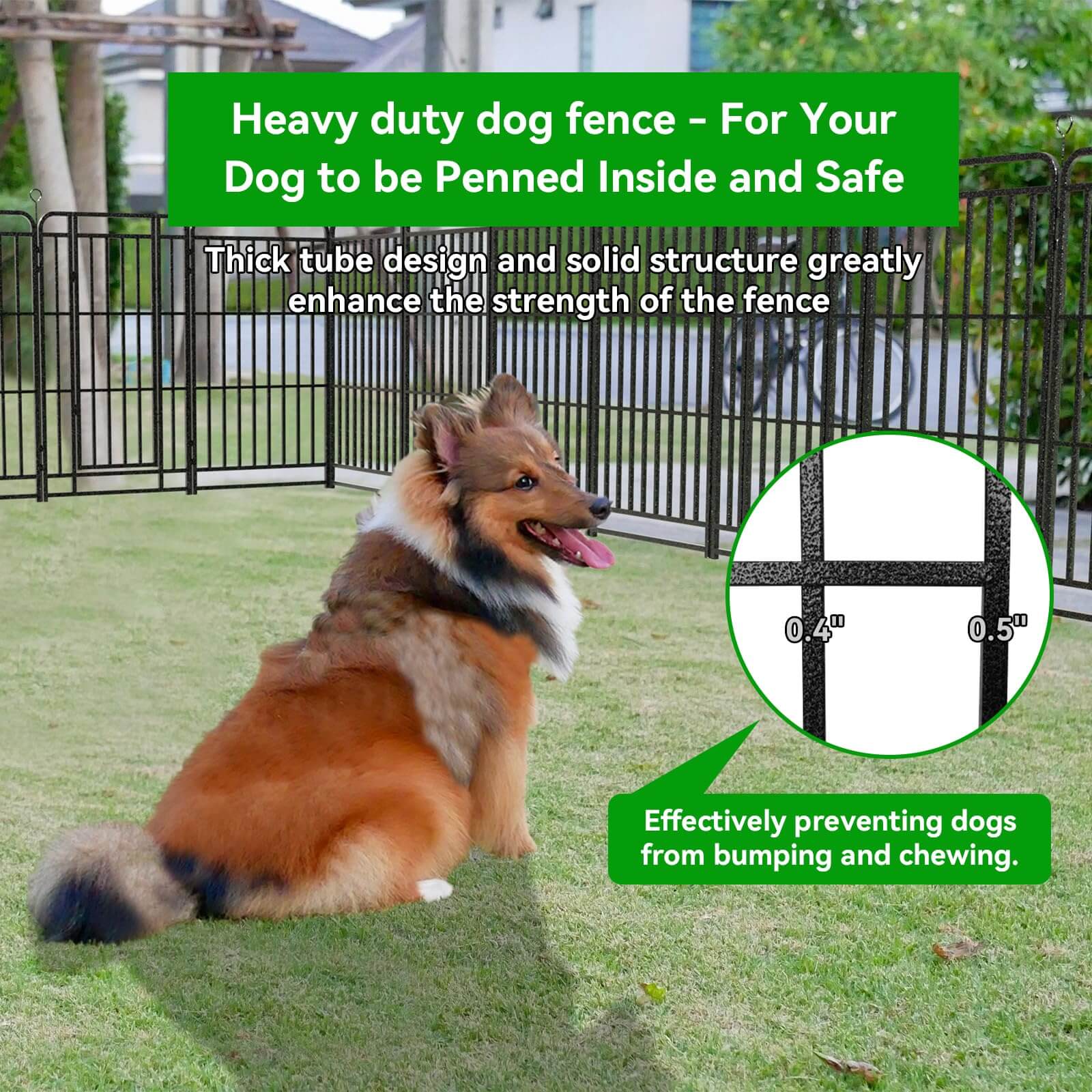Dog Playpen Outdoor 12 Panels Heavy Duty Dog Fence 47" Height with Thick Pipe Anti-Rust with Doors Portable for RV Camping Yard, Total 27FT, 57 Sq.ft, Snowy Black  PS820-47 Dog Playpen