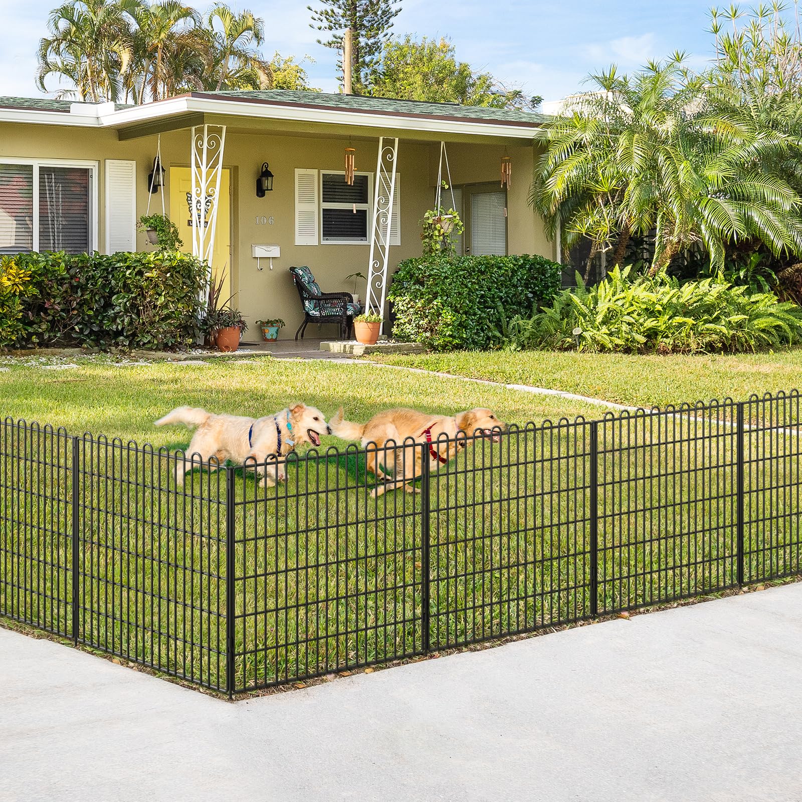 Decorative Garden Fence 10 Panels 23.6 ft(L) X 40 in(H) Animal Barrier for Yard, Patio, Garden Borders, No-Dig Outdoor Fencing with Rustproof Metal Panels, Temporary Ground Stakes for Dogs, Rabbit Dog Playpen 10 Panels-23.6 ft(L) X 40 in(H),10 Panels-23.6 ft(L) X 32 in(H),5 Panels-11.8 ft(L) X 32 in(H),15 Panels-35.4 ft(L) X 32 in(H),20 Panels-47.2 ft(L) X 32 in(H),20 Panels-47.2 ft(L) X 40 in(H)