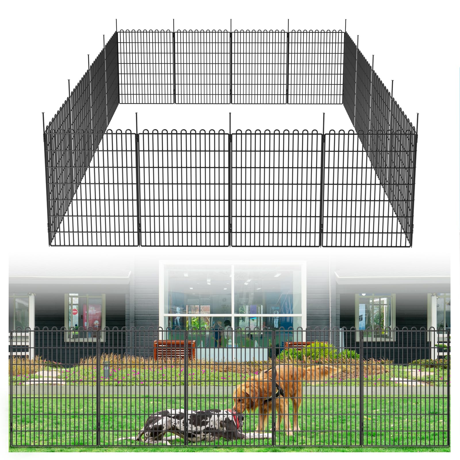 Decorative Garden Fence 10 Panels 23.6 ft(L) X 40 in(H) Animal Barrier for Yard, Patio, Garden Borders, No-Dig Outdoor Fencing with Rustproof Metal Panels, Temporary Ground Stakes for Dogs, Rabbit Dog Playpen 20 Panels-47.2 ft(L) X 40 in(H)