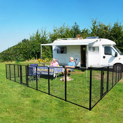 Kfvigoho Dog Playpen Outdoor Extra Wide 32 Piece Panels Heavy Duty Dog Fence 47" Height Anti-Rust with Doors Portable for RV Camping Yard, Total 84FT, 561 Sq.ft, Snowy Black Dog Playpen