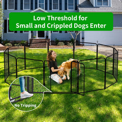 Kfvigoho Dog Playpen Outdoor Extra Wide 32 Piece Panels Heavy Duty Dog Fence 47" Height Anti-Rust with Doors Portable for RV Camping Yard, Total 84FT, 561 Sq.ft, Snowy Black Dog Playpen