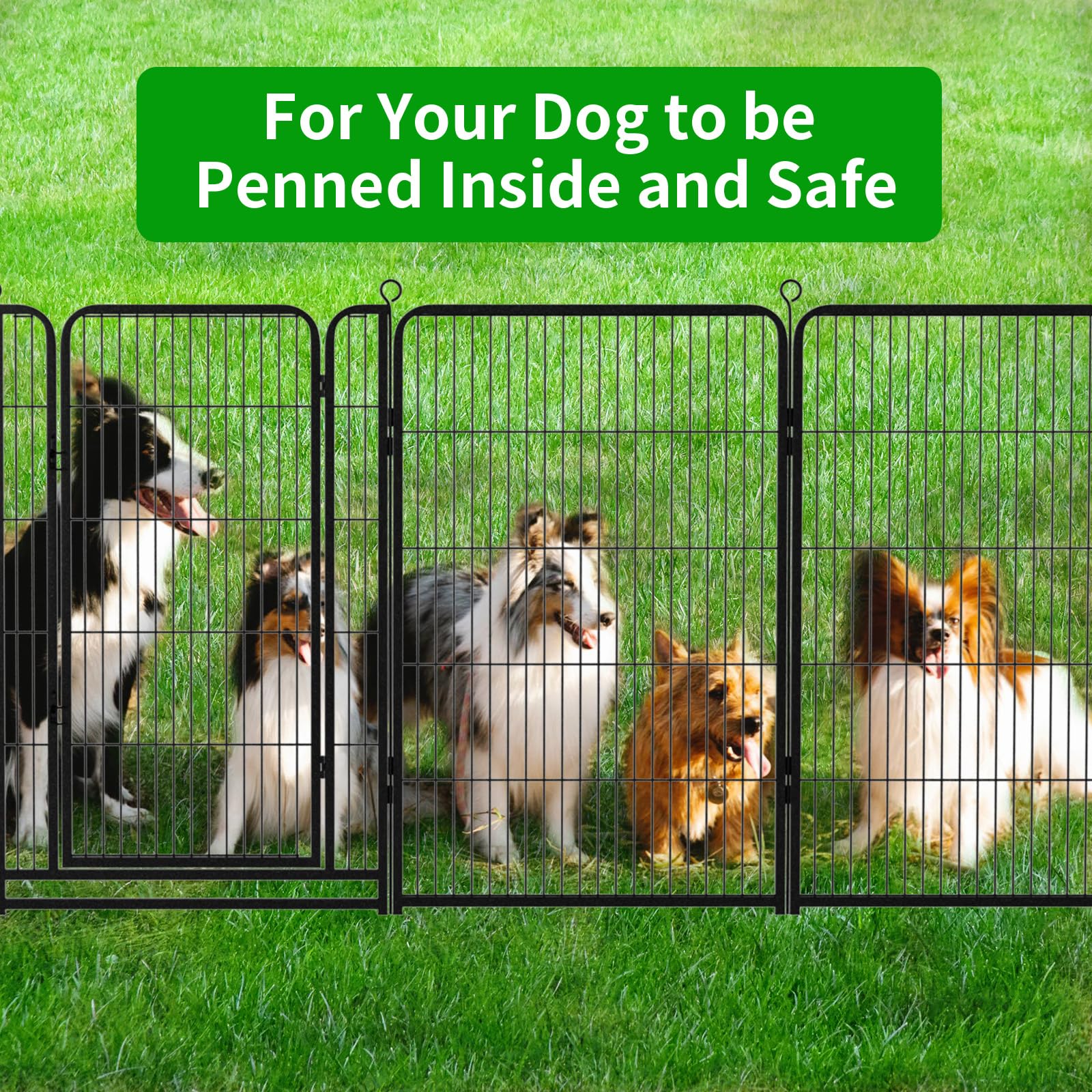 Kfvigoho Dog Playpen Outdoor Extra Wide 32 Piece Panels Heavy Duty Dog Fence 47" Height Anti-Rust with Doors Portable for RV Camping Yard, Total 84FT, 561 Sq.ft, Snowy Black Dog Playpen