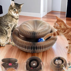 Magic Cat Scratch Organ Board Cat Toy with Ball Cat Grinding Claw Cat Climbing Frame Kitten Round Corrugated Cat Scratching Toy Camel