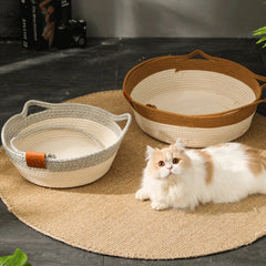 Cat Bed Pet Nest Pure Manual Rattan Woven Cattailgrass Cat Scratch Board Removable Washable Winter Warm Pad All-Season Suitable cushion / L 48cm,Suitable cushion / M 42cm,Grey / M 42cm,Grey / S 35cm,Brown / L 48cm,Brown / M 42cm,Brown / S 35cm,Grey / L 48cm,Suitable cushion / S 35cm,Green / L 48cm,Green / M 42cm,Green / S 35cm