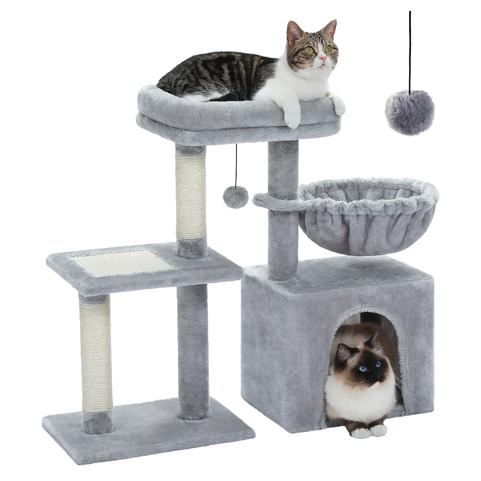 Cat tree Cat Tower for Indoor Cats 2 Styles Cat Activity Tree with Cat Scratching Posts Big Hammock and Removable Top Perch Grey AMT0208GY / CZECH REPUBLIC,AMT0208GY / france,AMT0208GY / United States,AMT0208BG / United States,AMT0208BG / CZECH REPUBLIC,AMT0208BG / france