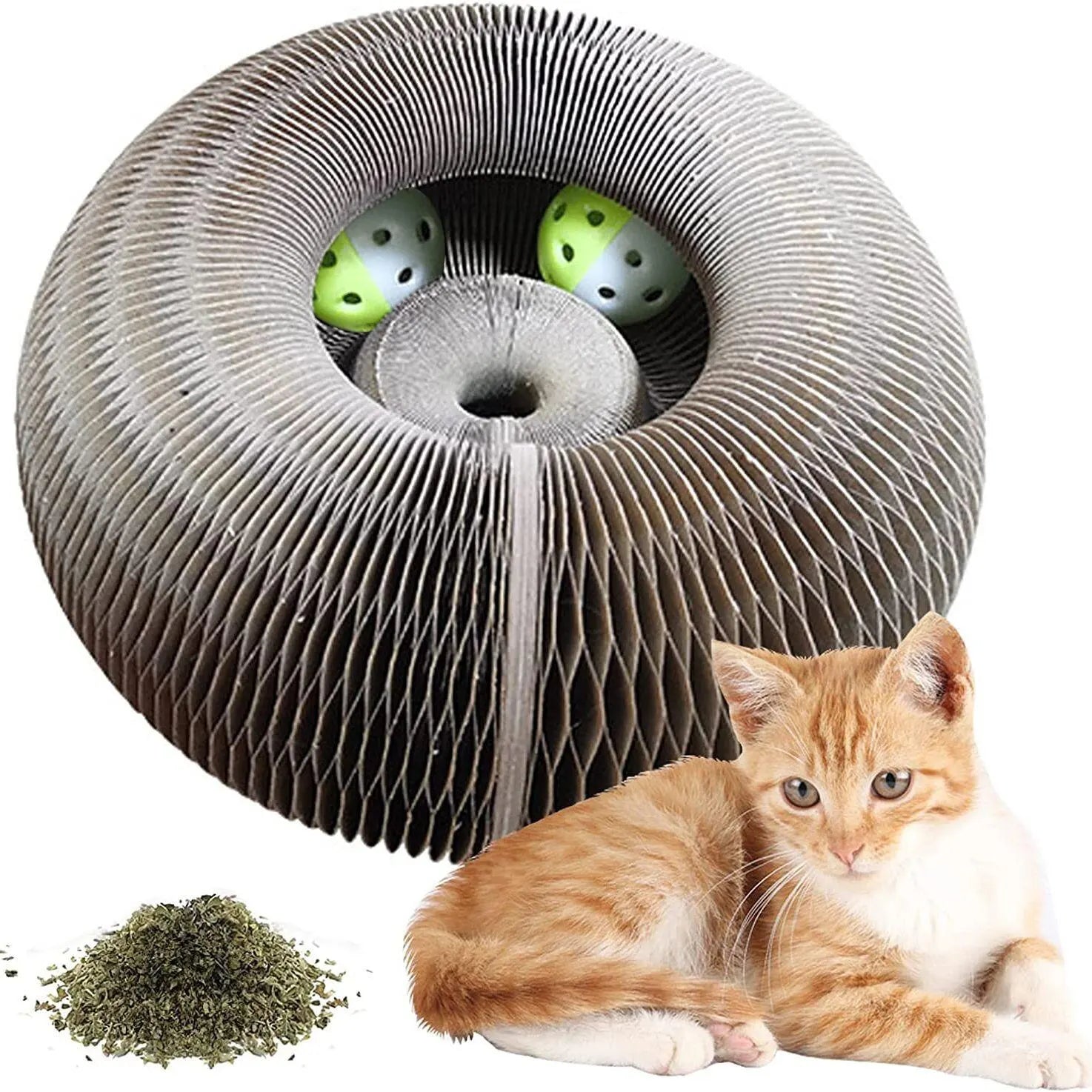 Magic Cat Scratch Organ Board Cat Toy with Ball Cat Grinding Claw Cat Climbing Frame Kitten Round Corrugated Cat Scratching Toy Camel