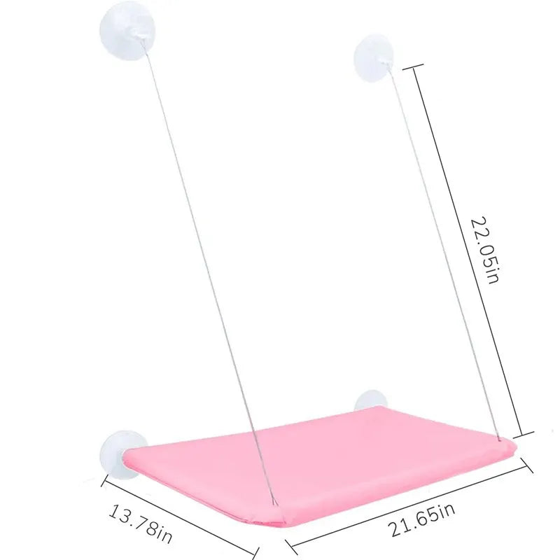 Foldable Cat Window Perch Bed Hammock Cat Window Wall Perch Hammock Seat with 4 Strong Suction Cups one size / Khaki / Square,one size / Pink / Square