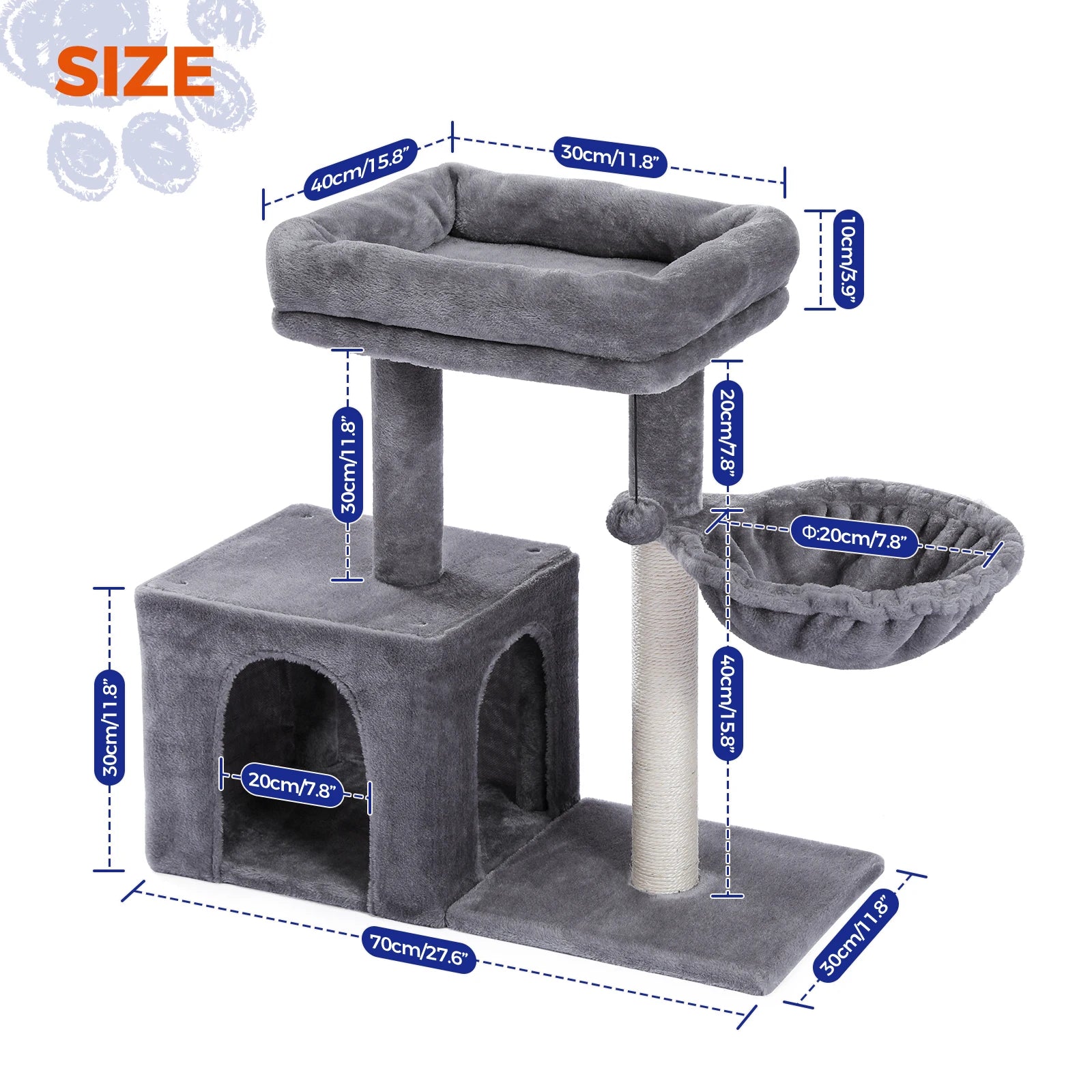 Cat Tree Small Cat Tower Cat Condo for Indoor Cats with Sisal Covered Scratching Post, Deep Hammock for Kittens and Small Cats AMT0044GY-GL / france,AMT0044GY-GL / CZECH REPUBLIC,AMT0044GY-GL / United States,AMT0173GY / CZECH REPUBLIC,AMT0173GY / france,AMT0173GY / United States