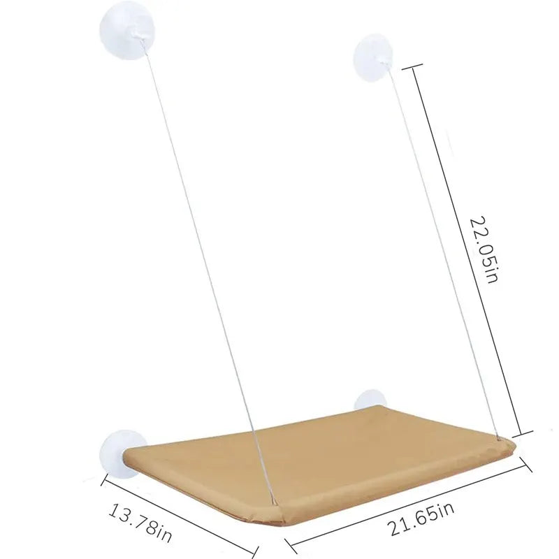 Foldable Cat Window Perch Bed Hammock Cat Window Wall Perch Hammock Seat with 4 Strong Suction Cups one size / Khaki / Square,one size / Pink / Square