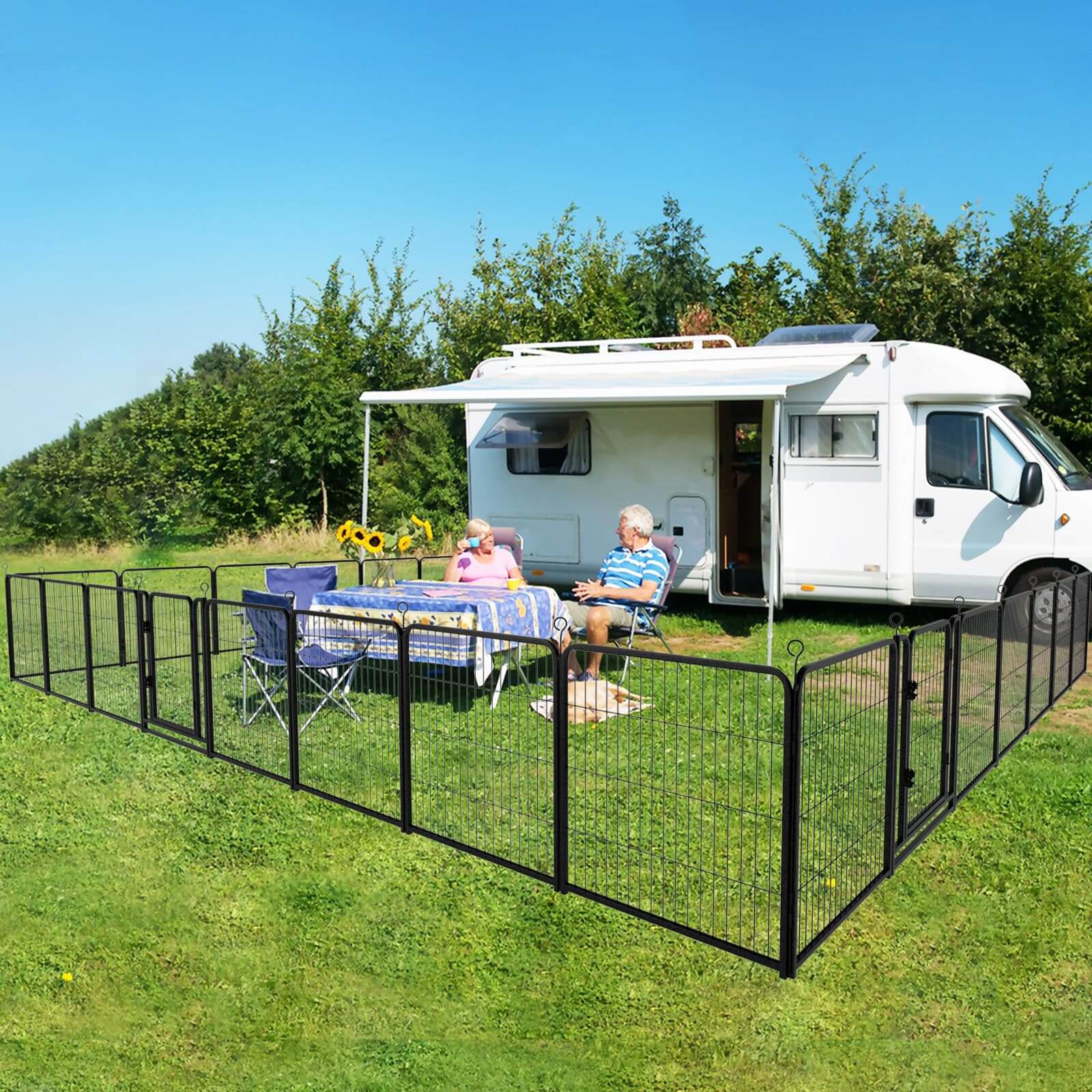 Dog Playpen Outdoor Extra Wide 24 Panels Heavy Duty Dog Fence PS7309*2 Dog Playpen