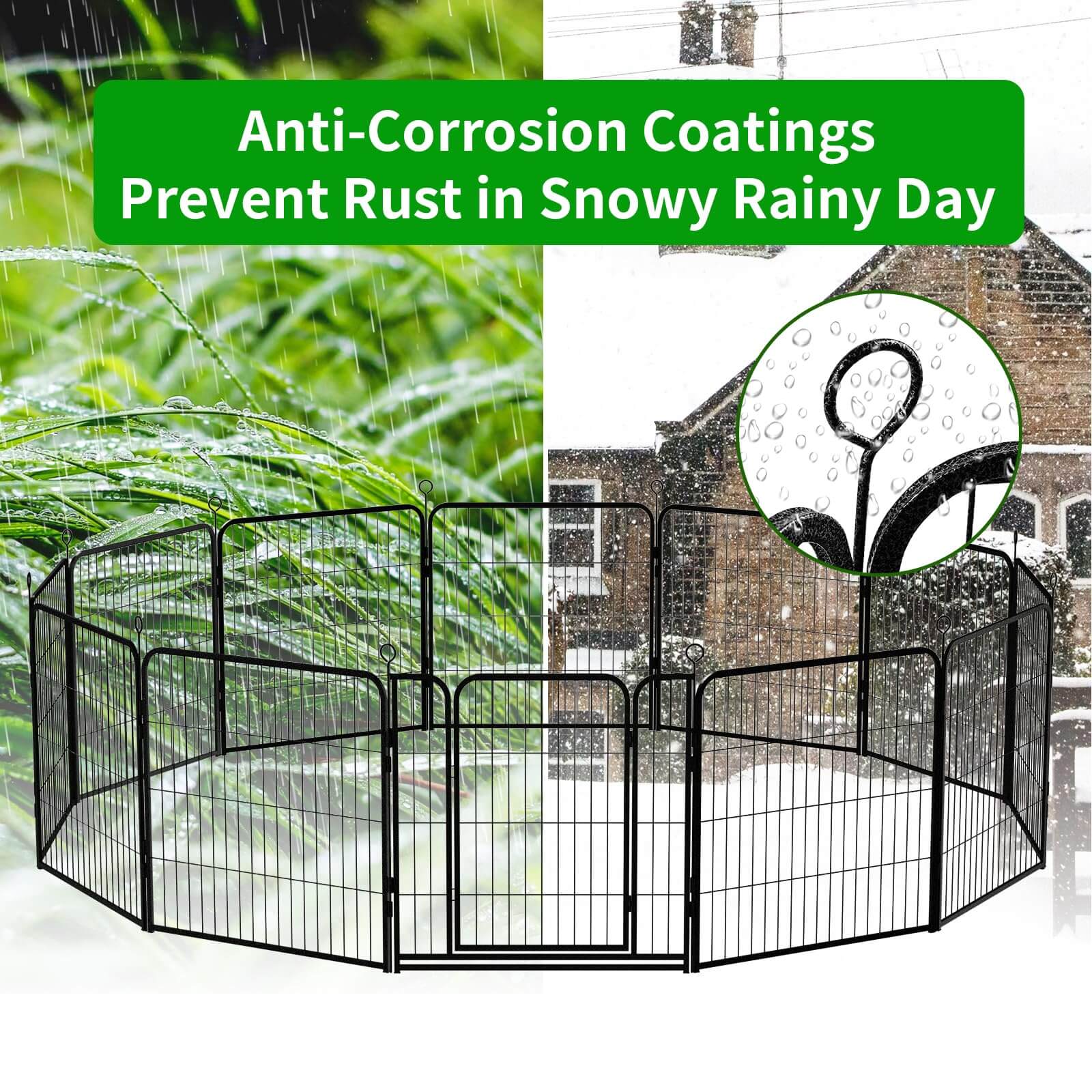 Dog Playpen Outdoor Extra Wide 24 Panels Heavy Duty Dog Fence PS7309*2 Dog Playpen